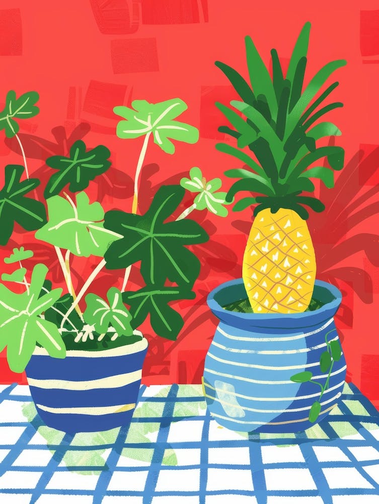 Pineapples And Potted Plants