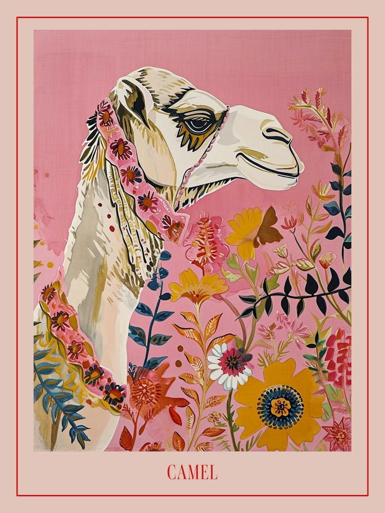 Floral Animal Painting Camel 2 Poster