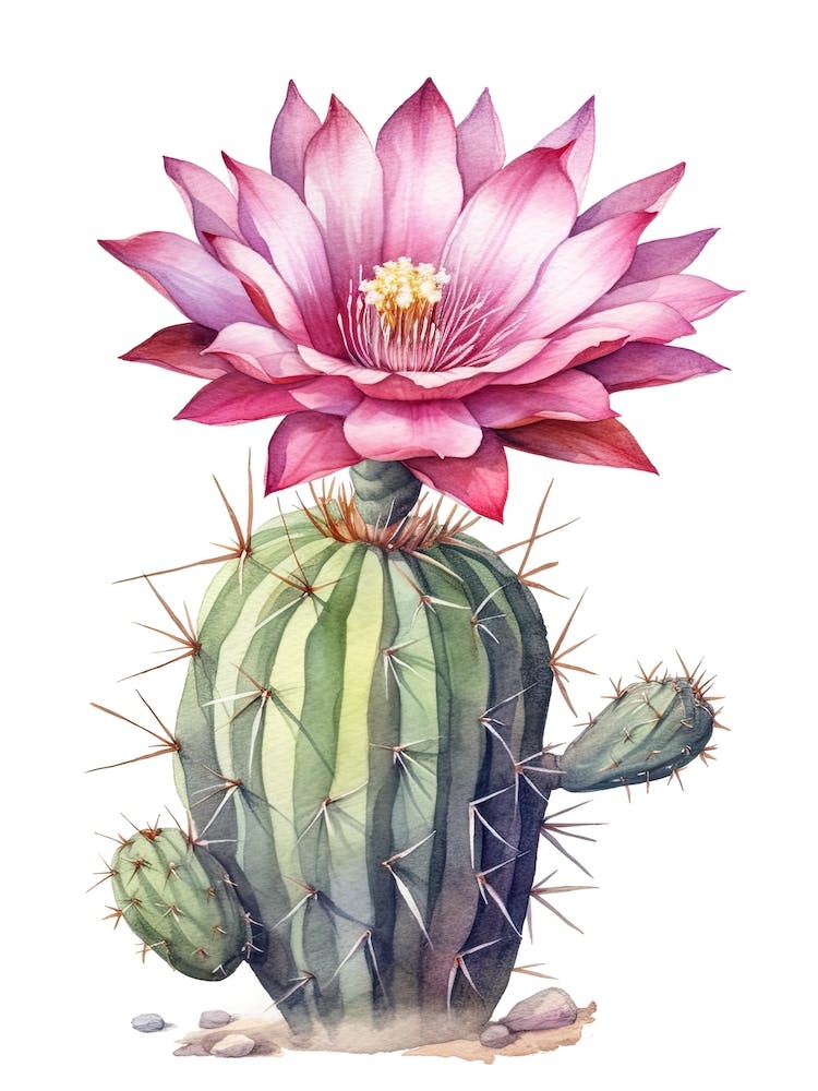 Acanthocalycium Cactus Watercolour Drawing 3