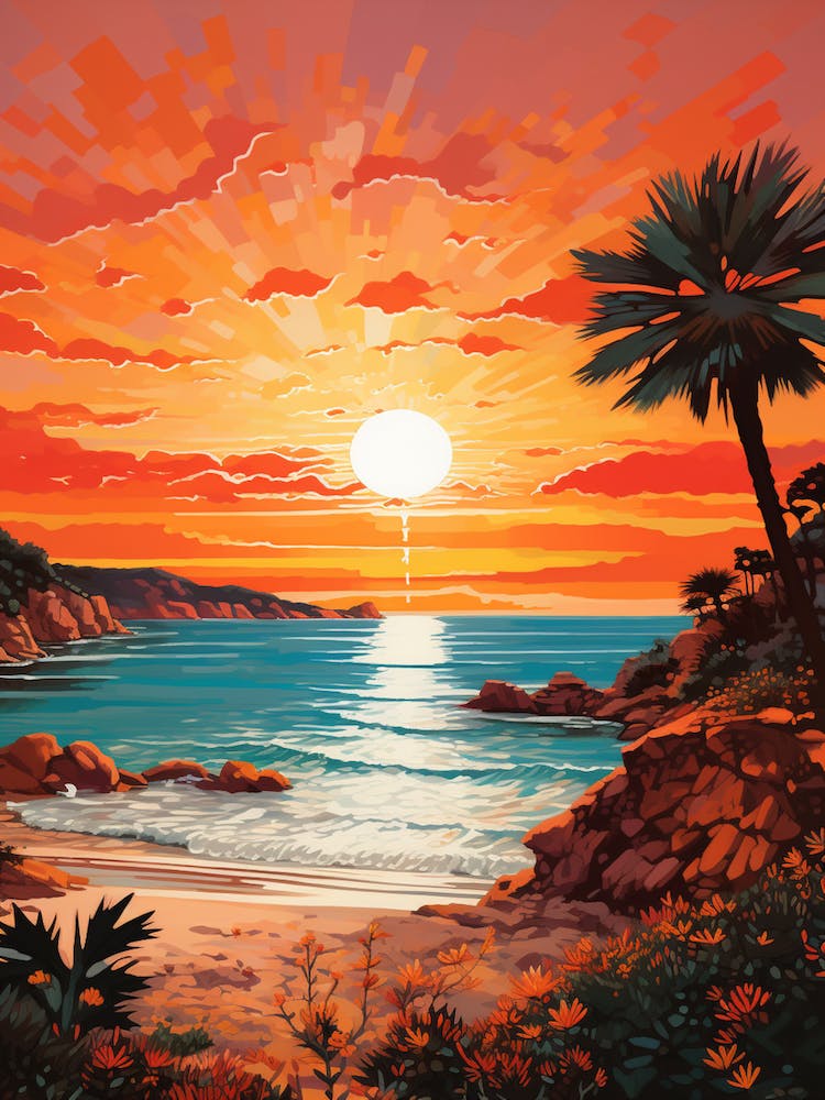 A Painting Of Cala Tarida Ibiza Spain 3