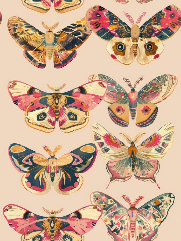 Pink Butterflies William Morris Style 11