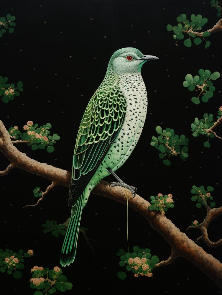 Ohara Koson Inspired Bird Painting Cuckoo 3