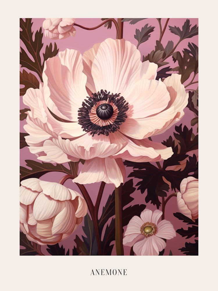 Floral Illustration Anemone 2 Poster