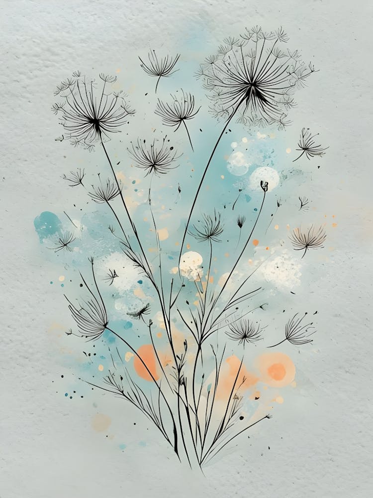 The Dance of Dandelions: A Ballet of Seeds in a Soft Blue Sky