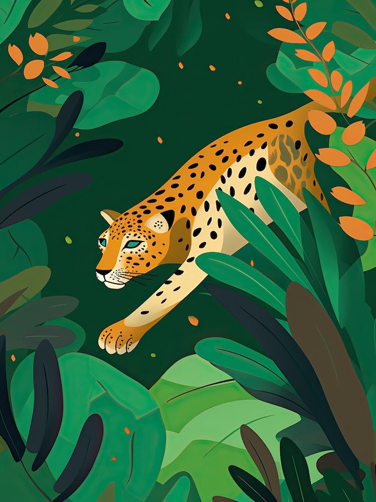 Jaguar Jungle Cartoon Illustration 2