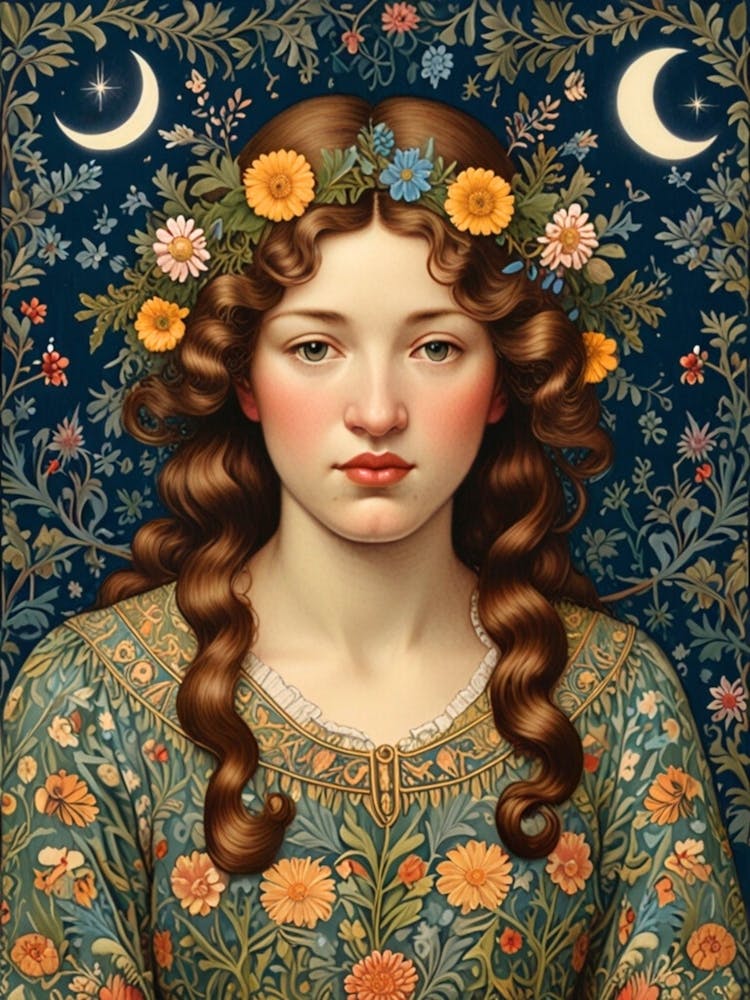 William Morris Girl With Flowers 1