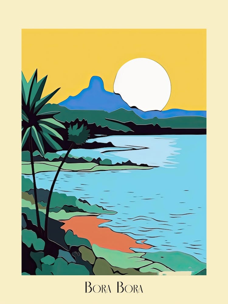 Poster Of Minimal Design Style Of Bora Bora French, Polynesia 3