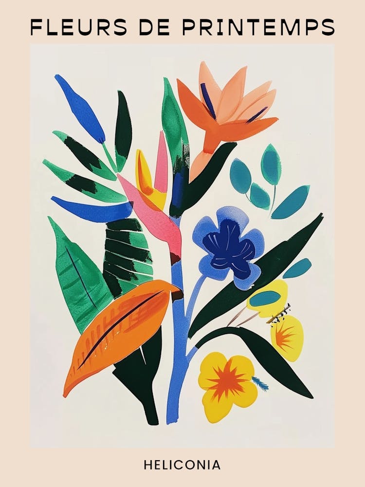 Spring Floral French Poster  Heliconia 2