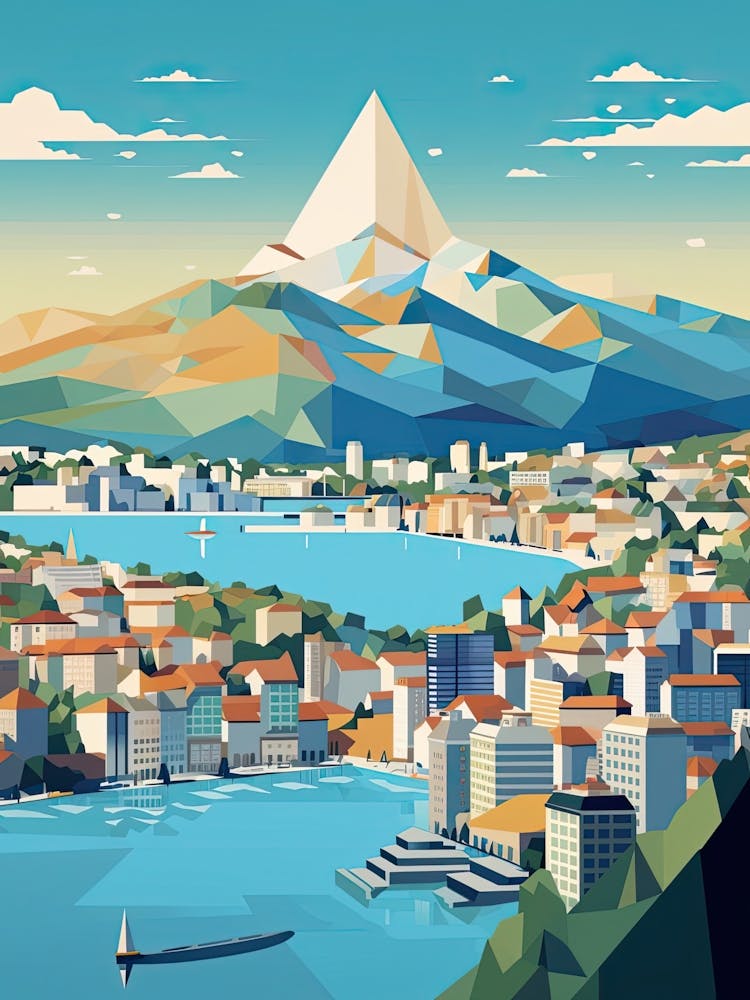 Geneva, Switzerland, Geometric Illustration 2