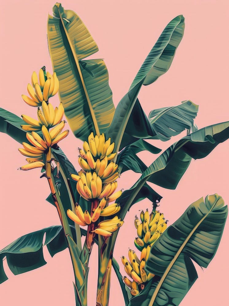 Bananas On Pink Background 1