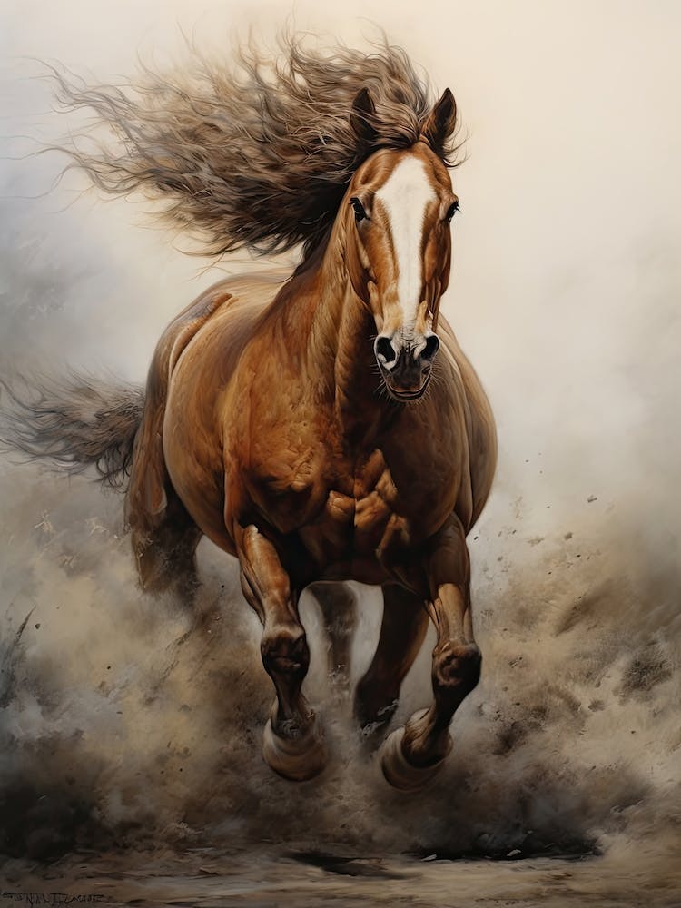 A Horse Painting In The Style Of Photorealistic Technique 1