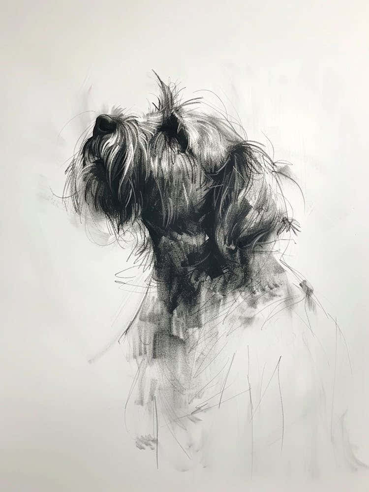 Wirehaired Pointing Griffon Dog Charcoal Line 2