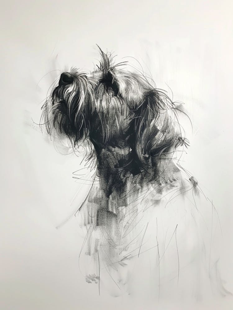 Wirehaired Pointing Griffon Dog Charcoal Line 2