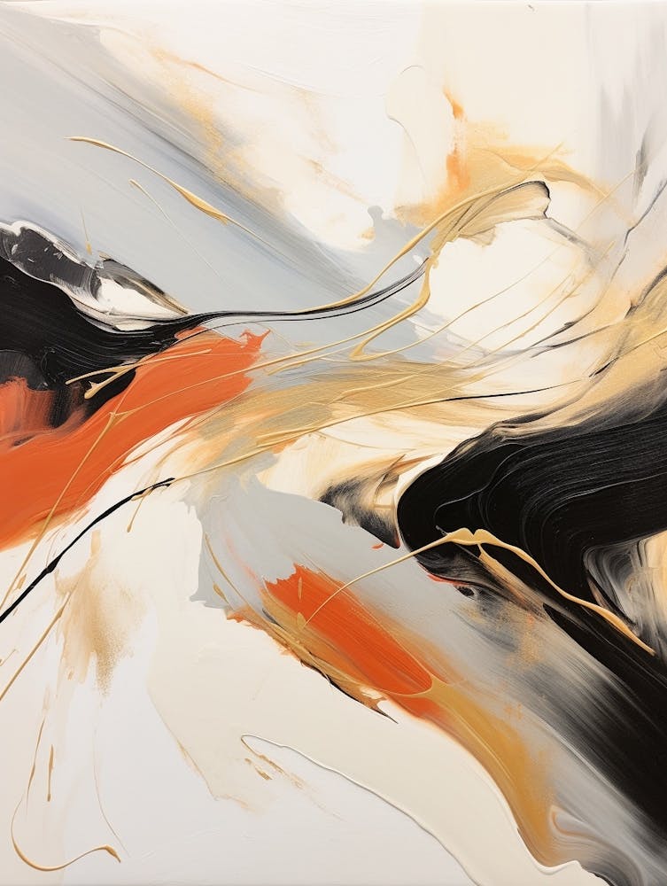 Charcoal And Orange Autumn Abstract Painting 4