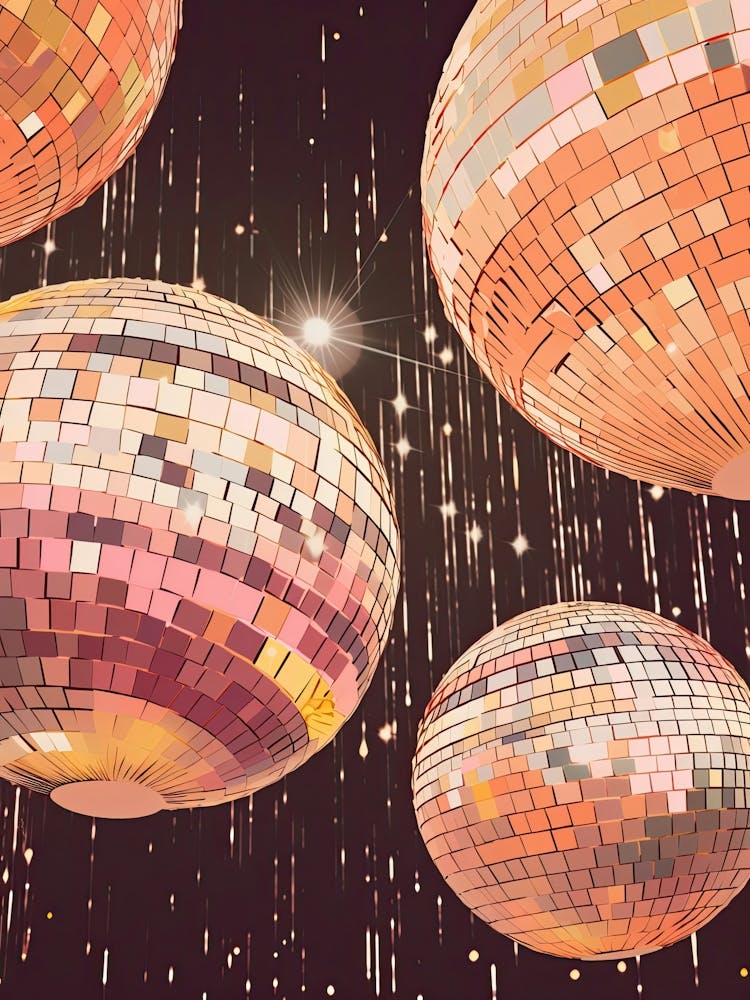 Disco Ball Mirror Ball Pink Painting