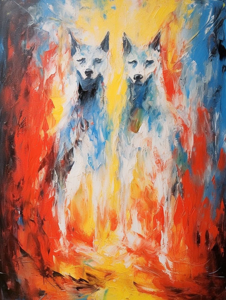 Wolves Abstract Expressionism 3