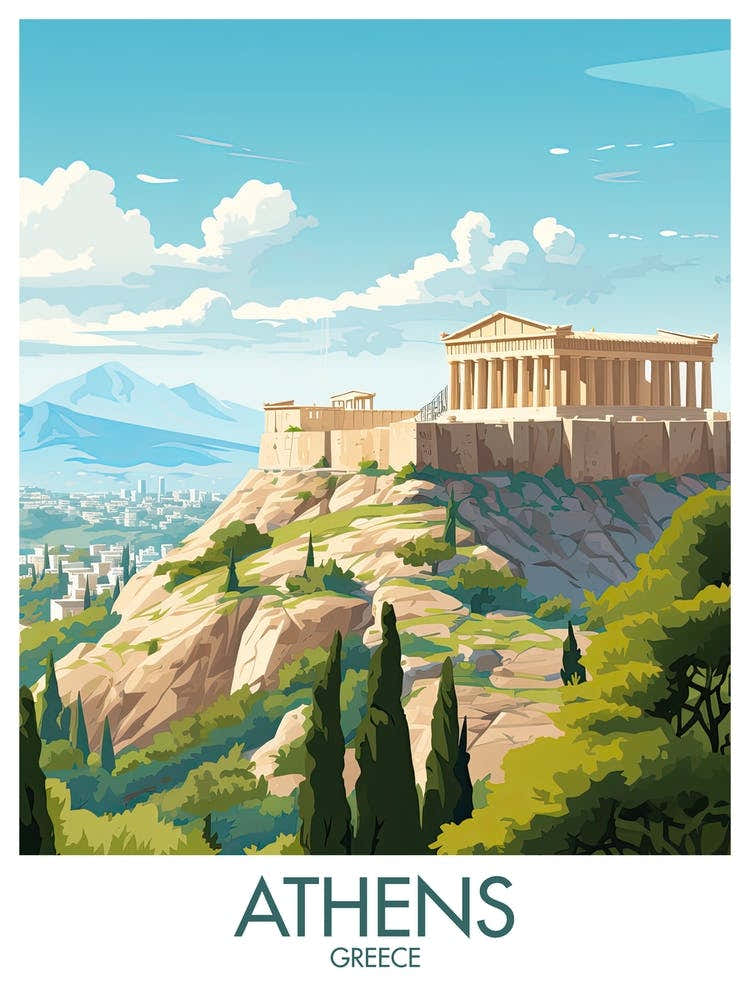 Athens Travel Print City Greece Gift