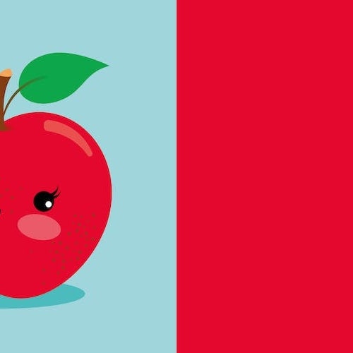 Nursery Kawaii Red Apple