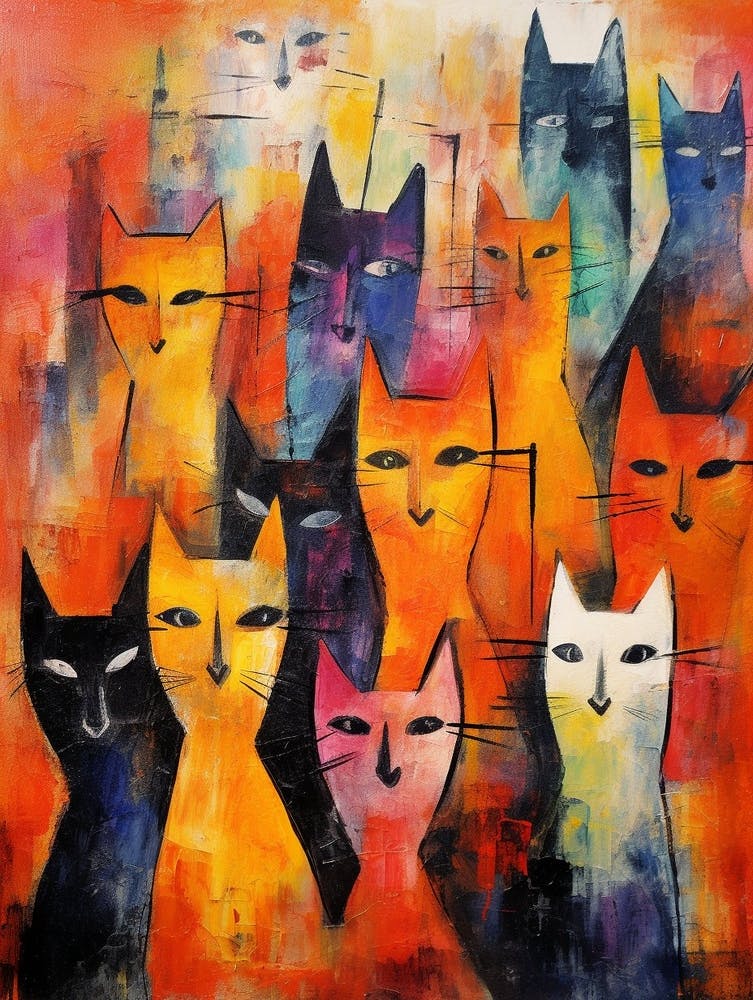Cats Abstract Expressionism 3