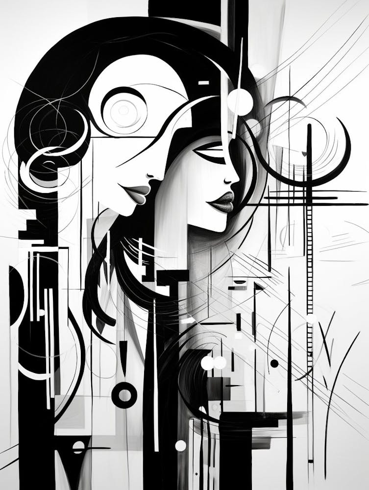 Enigmatic Encounter Abstract Black And White 7