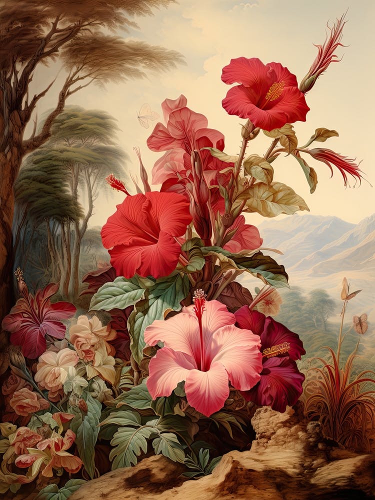 Hibiscus Flower Victorian Style 3