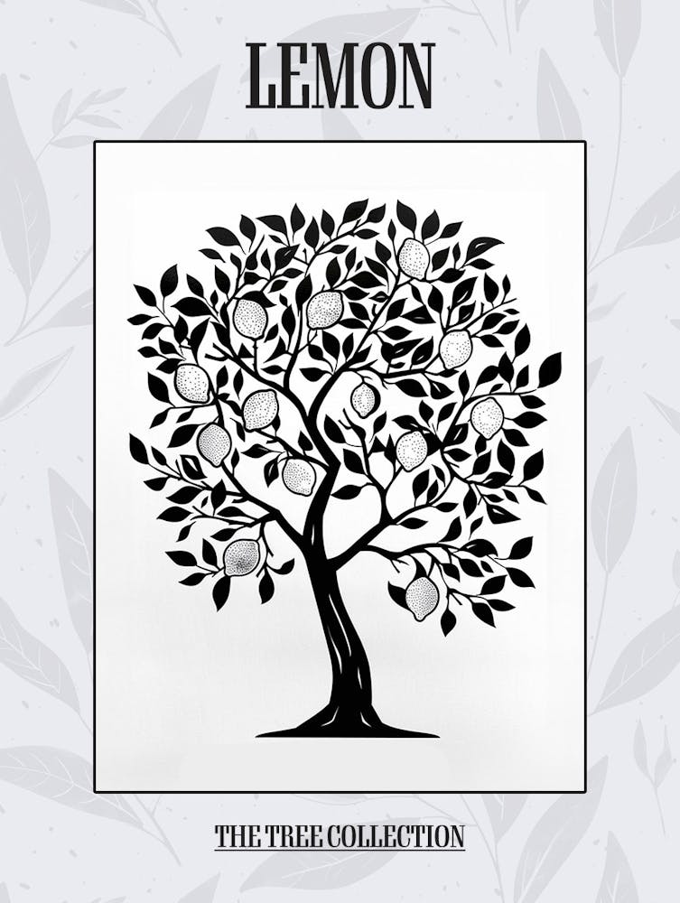 Lemon Tree Simple Geometric Nature Stencil 2 Poster