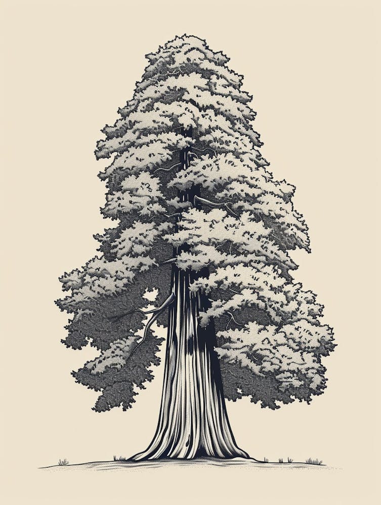 Sequoia Tree Minimalistic Drawing 4