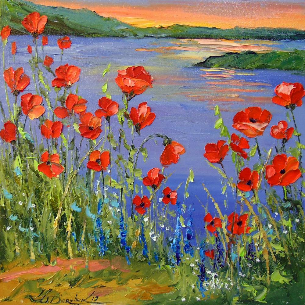 Poppies by the river