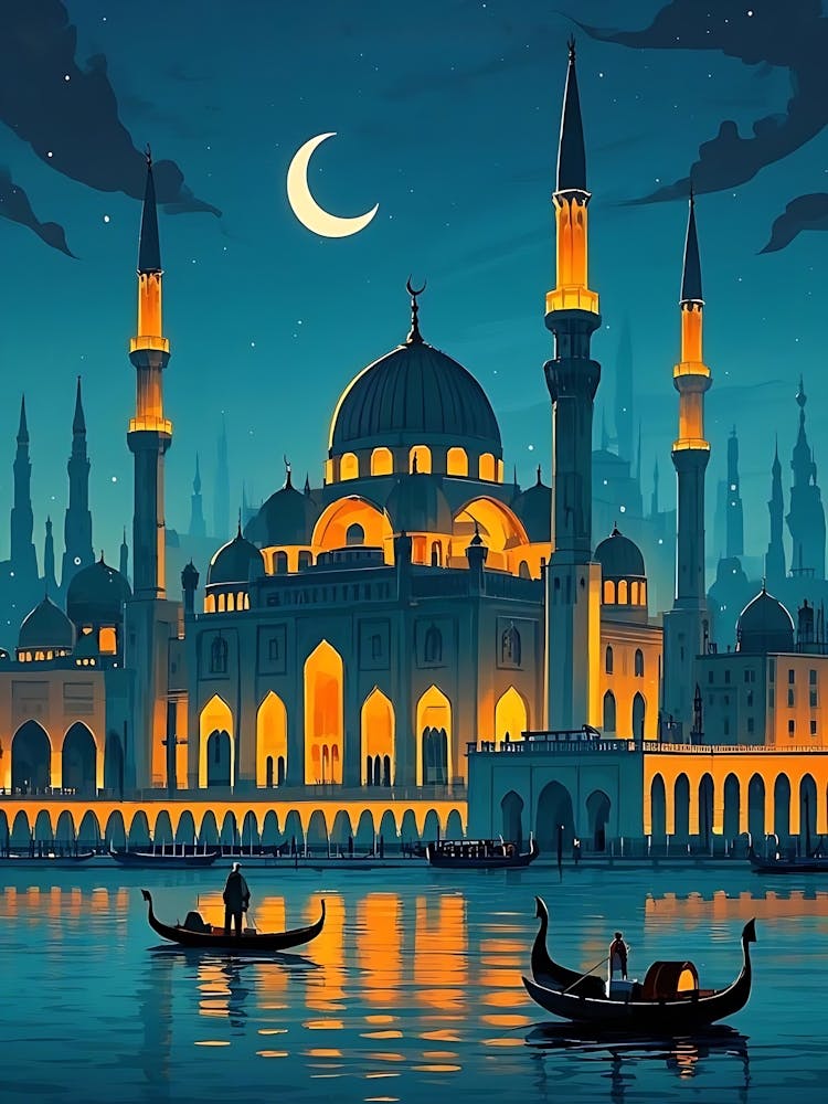 Ramadan Kareem of Grand Mosque at Night