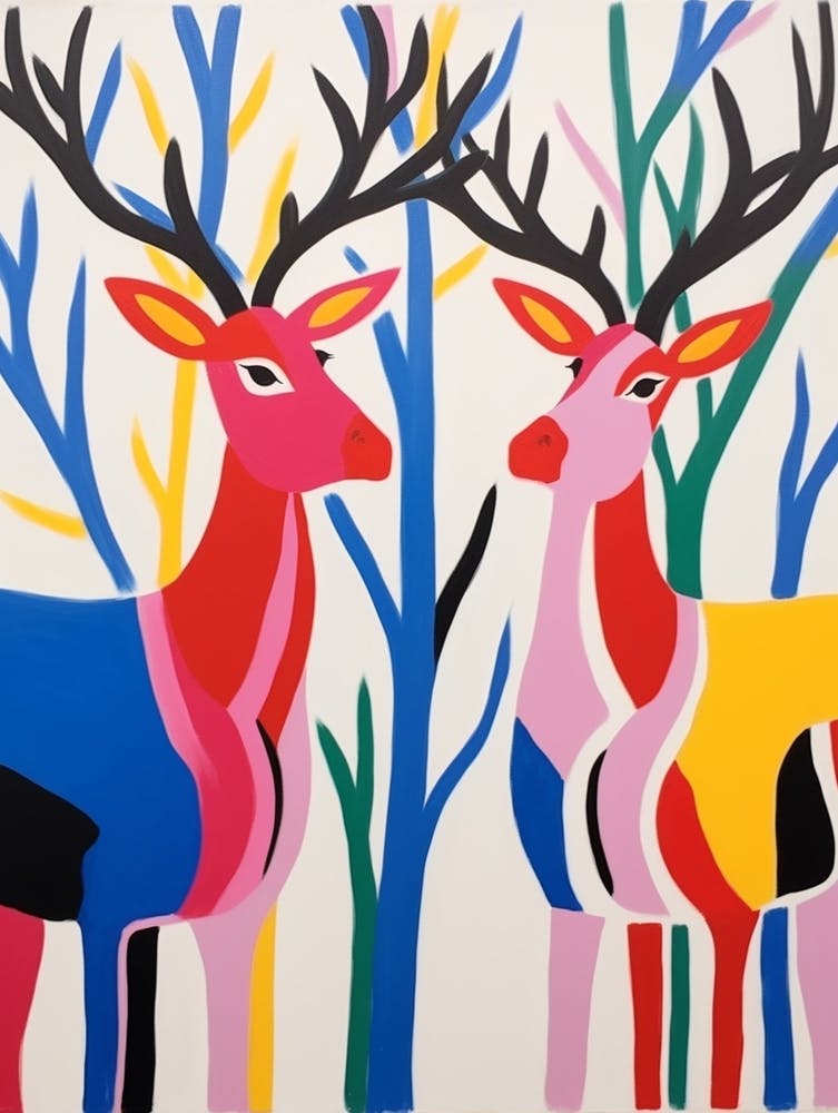Colourful Kids Animal Art Caribou 2