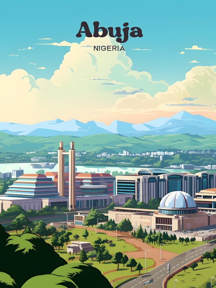 Abuja Nigeria Cityscape Travel Art Illustration
