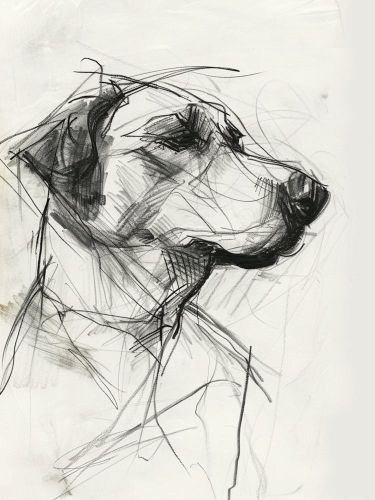 Kuvasz Dog Charcoal Line 1