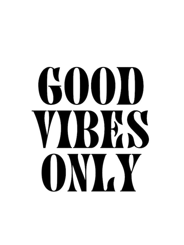 Good Vibes Only Groovy Black And White