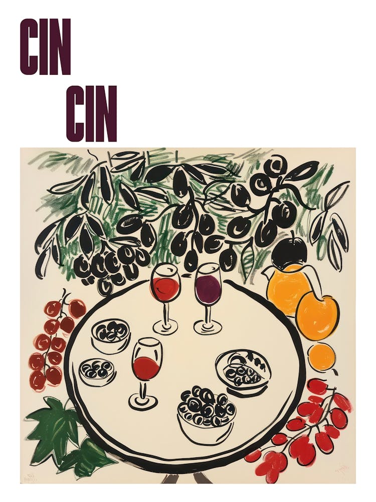 Cin Cin Poster Wine With Friends Matisse Style 8