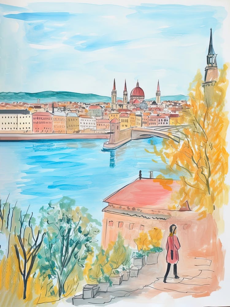 Budapest, Dreamy Storybook Illustration 3