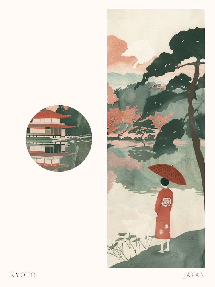 Kyoto Japan 8 Cut Out Travel Poster