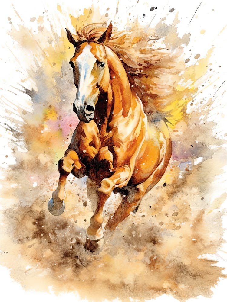 Horse Painting Brown Paintsplash