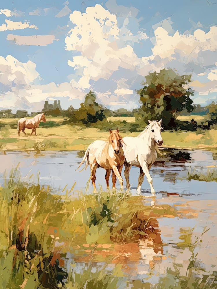Horses Painting In Loire Valley, France 1