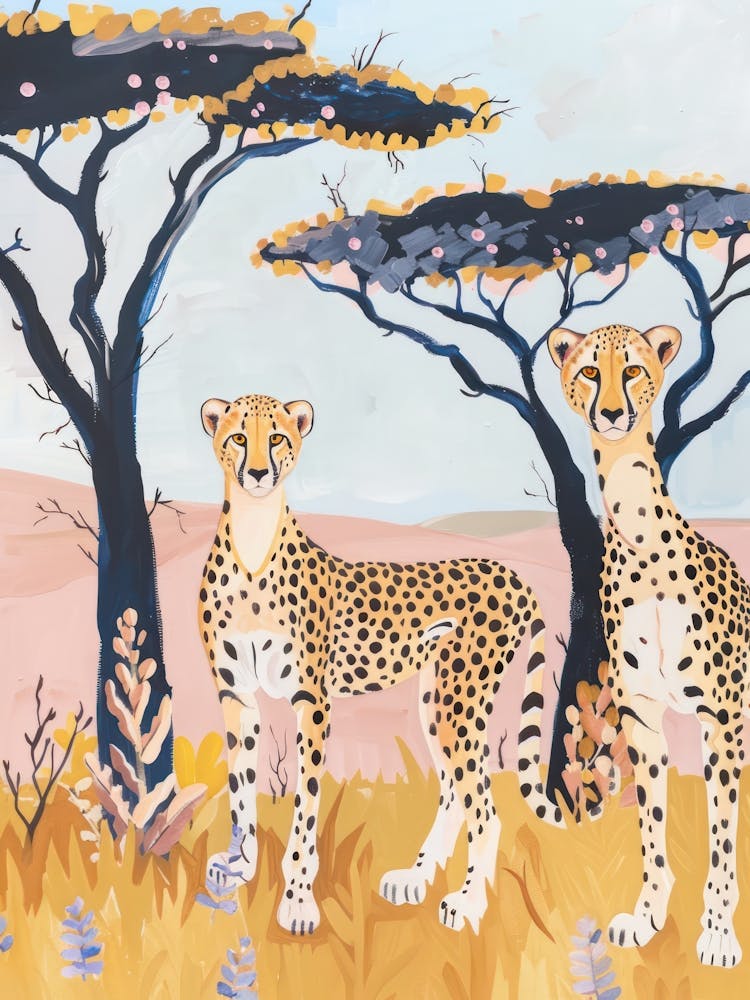 Cheetah Pastels Jungle Illustration 1