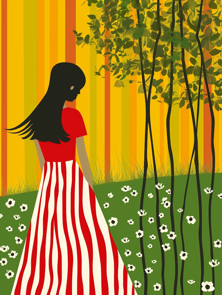 Girl In Striped Dress