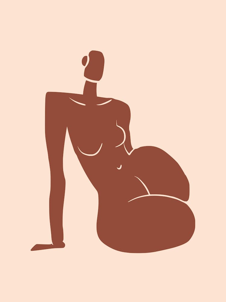 Leaning Nude In Terracotta