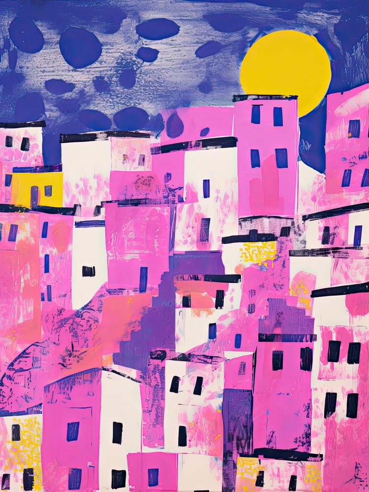 Amalfi Coast In Risograph Style 2