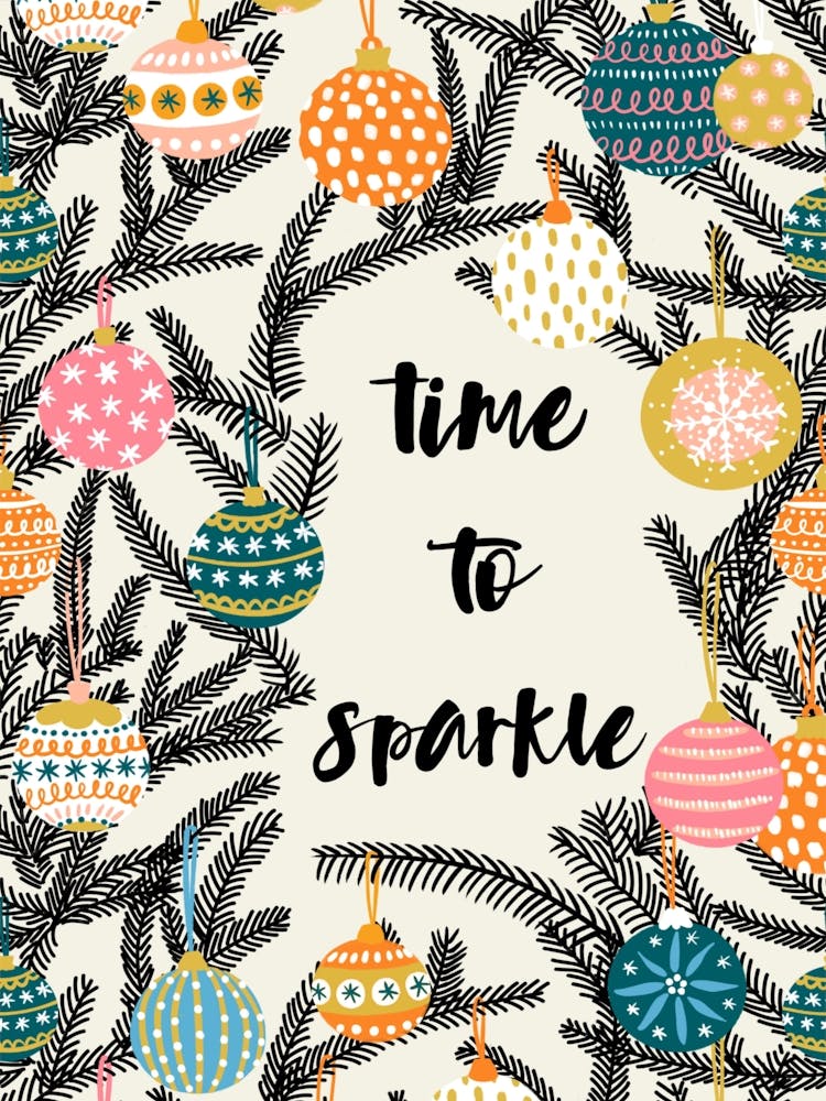 Time to Sparkle Christmas Vintage Multicolor Ornaments Cool Tone