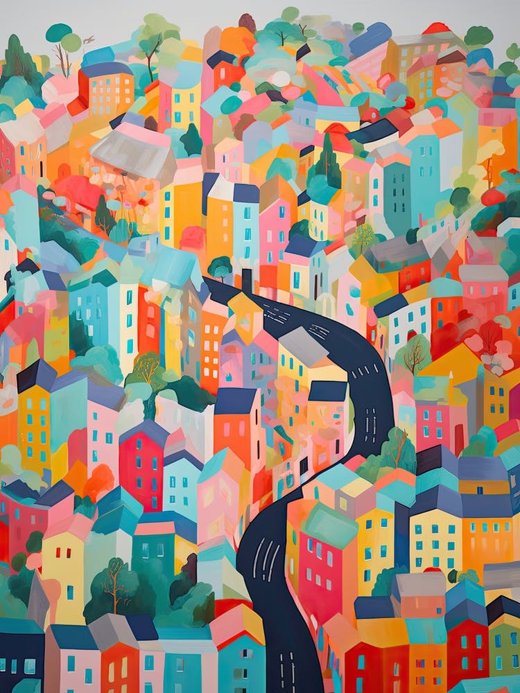 London Summer Aerial View Painting 4