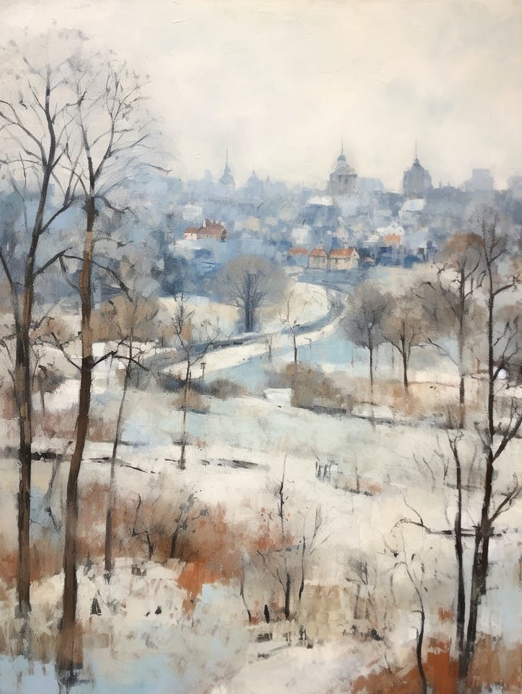 Winter City Park Painting Hampstead Heath London 1
