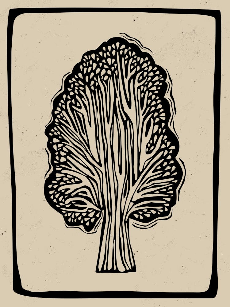 Tree Linocut Style