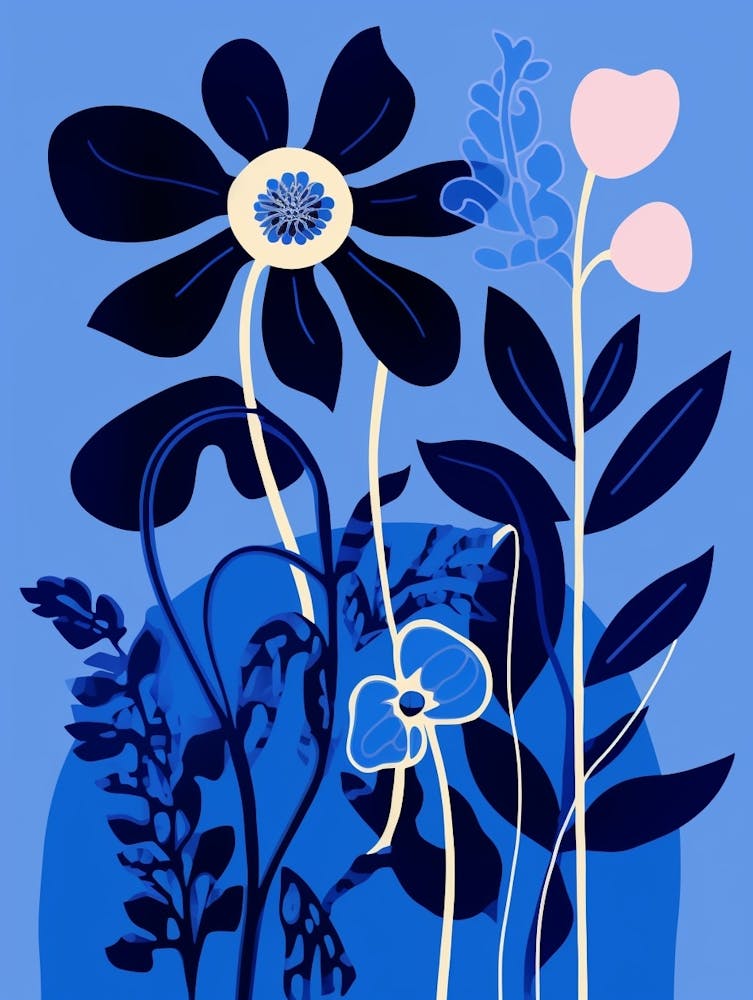 Blue Flower Illustration Monkey Orchid 1