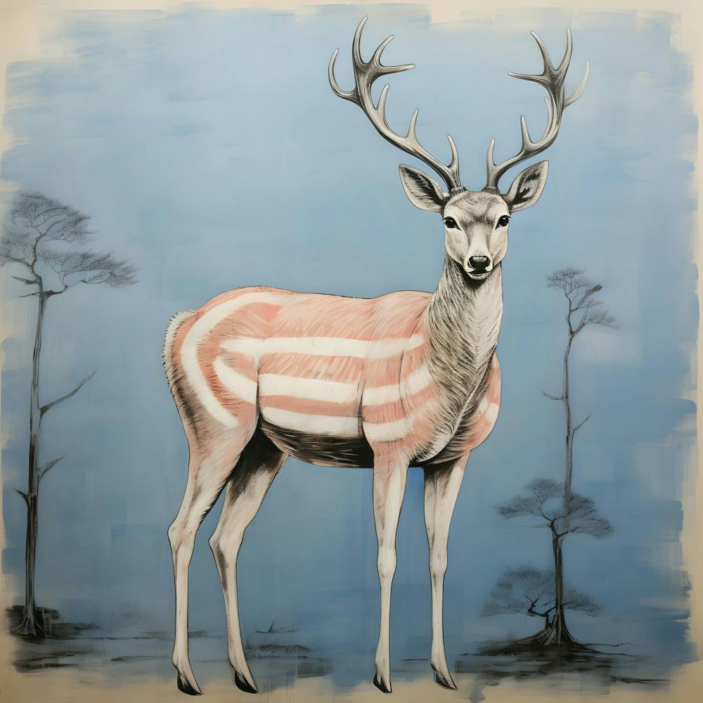 Rentier-Hirsch mit Streifen Pastell Malerei