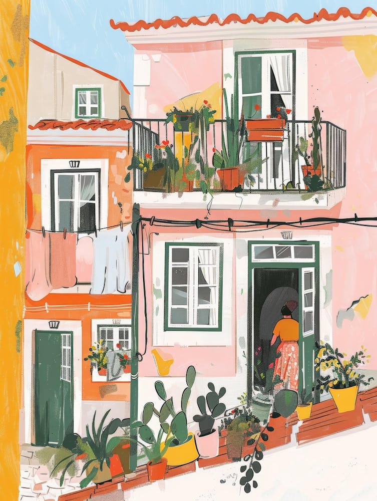Pink Houses In Portugal