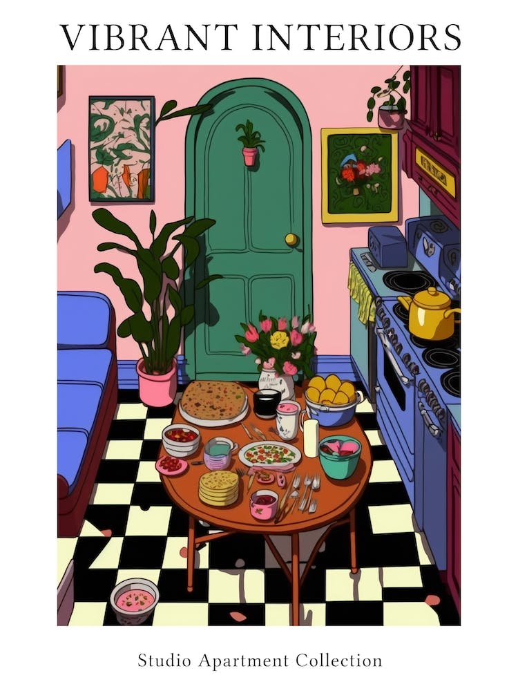 Vibrant Interiors Studio Apartment Collection Illustration
